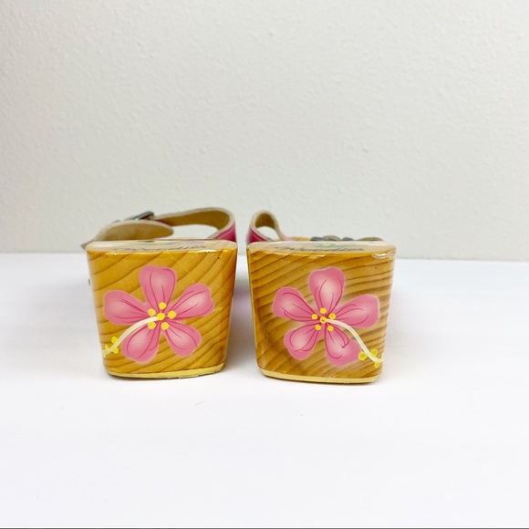Woodies Real wood Heels Sandals Flamingo Pink Sz 5 - Picture 4 of 11